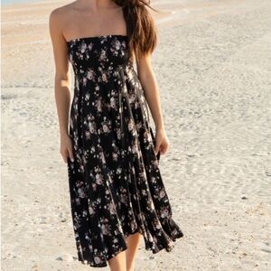 NWT Natural Life maxi skirt Favorite Convertible Skirt - “Black Multi Rose"